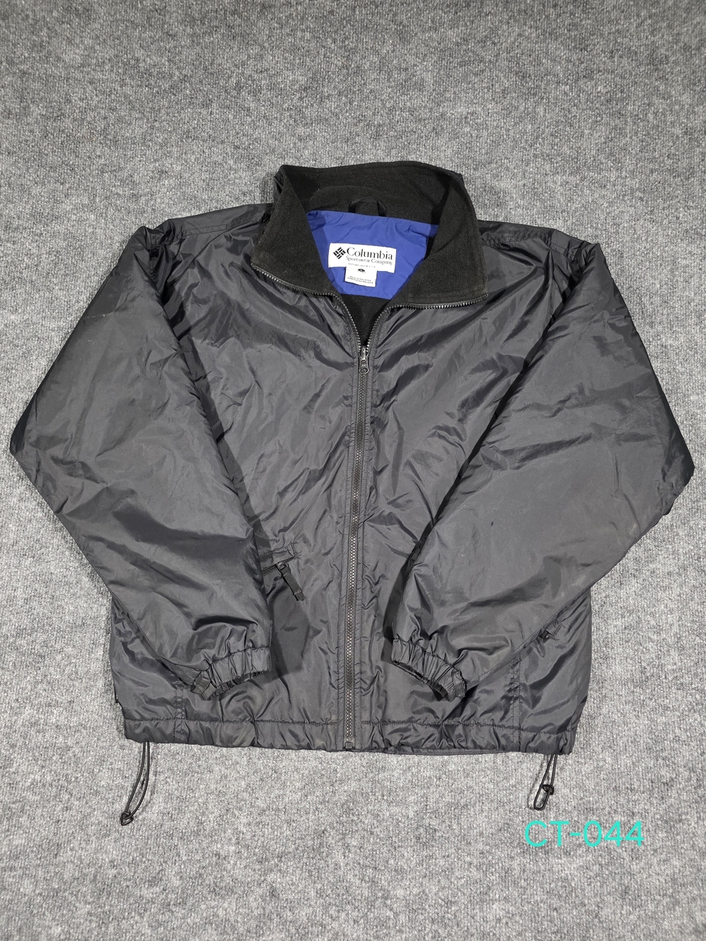 Vintage Columbia fleece lined jacket womens L black blue windbreaker gorpcore